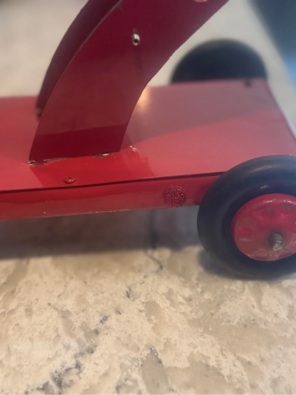 Black and Red Vintage Toy Tow Truck - Classic Kids Toy 20 inches long